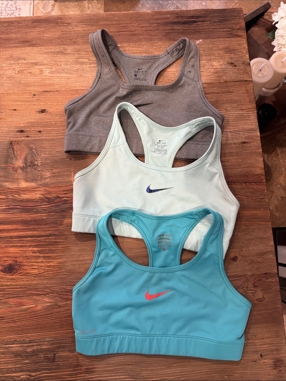 Nike Racerback Sports Bras - Gray, Mint, Teal